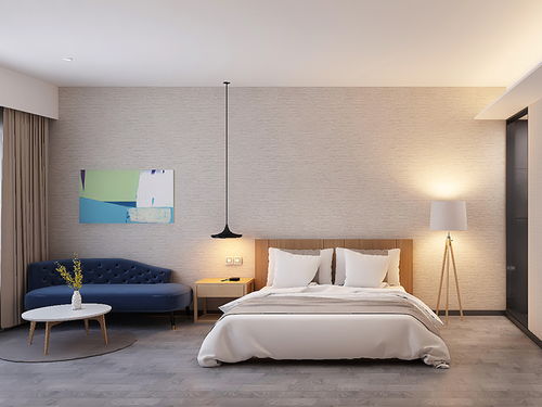 巧匠公装分享 安宁酒店装修设计效果图与旅享床具的完美融合